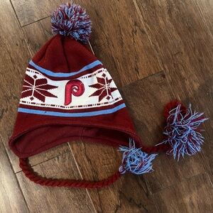 Phillies winter hat by New Era with Pom Pom & tassels